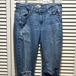 PAIGE Blue Distressed Skinny Jeans